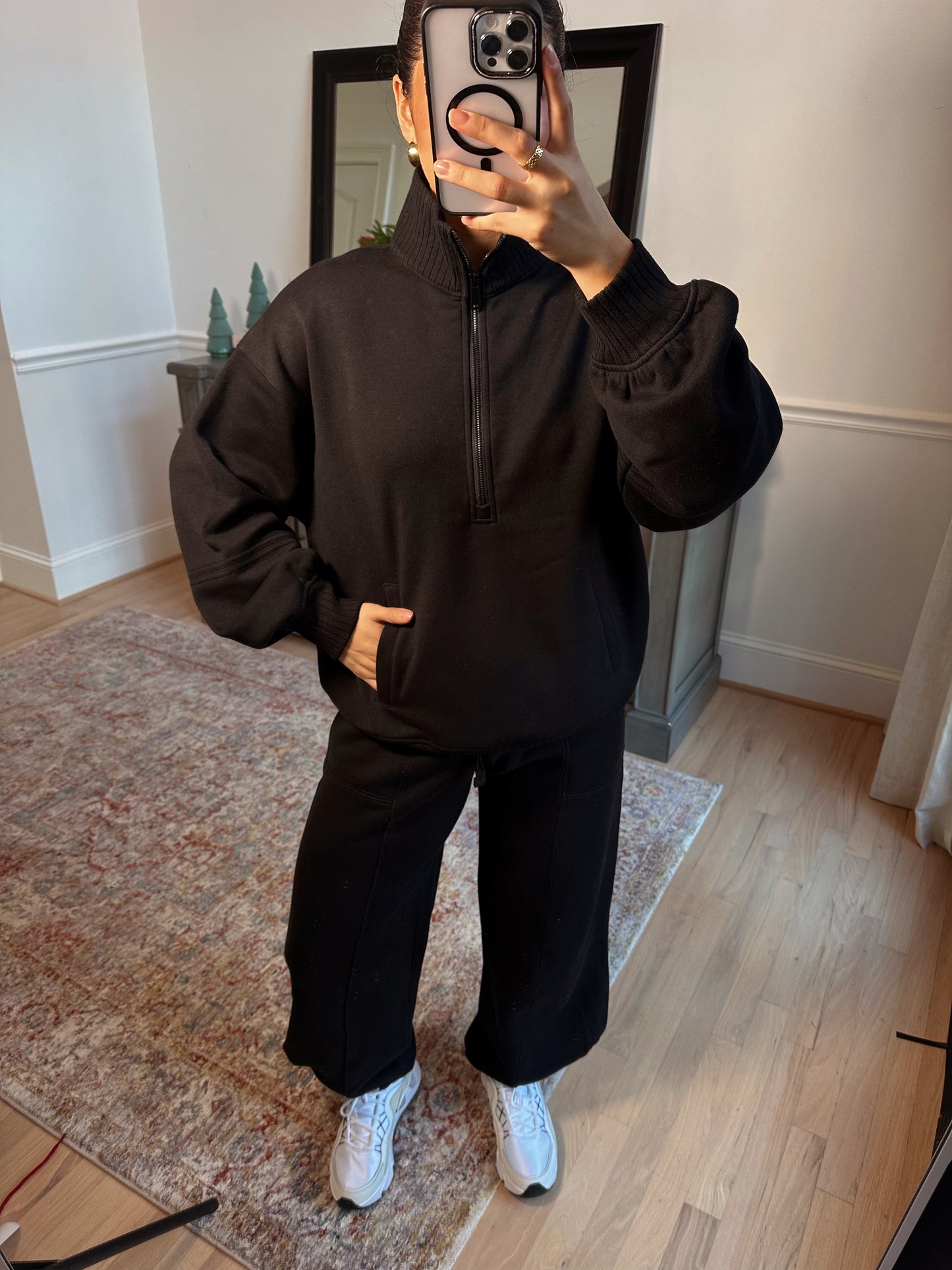 Black Quarter Zip & Jogger Set