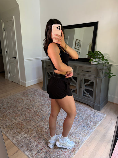Black Contour Running Shorts
