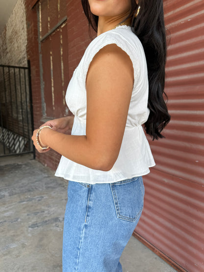 White Lace Detail Top