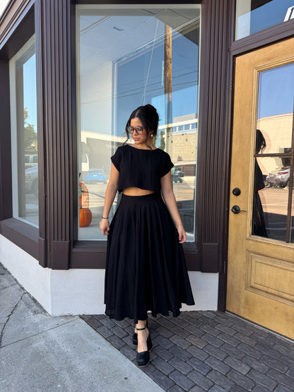 Black Top & Skirt Set
