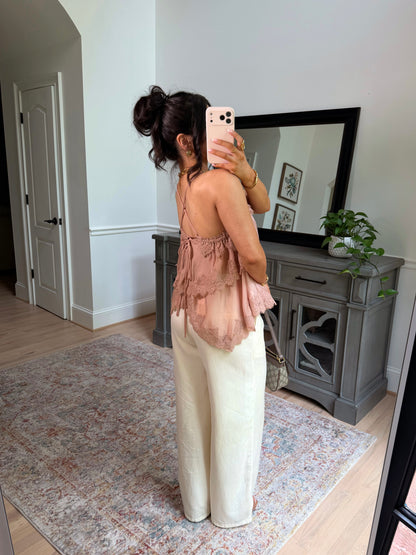 Blush Lace Ruffle Top