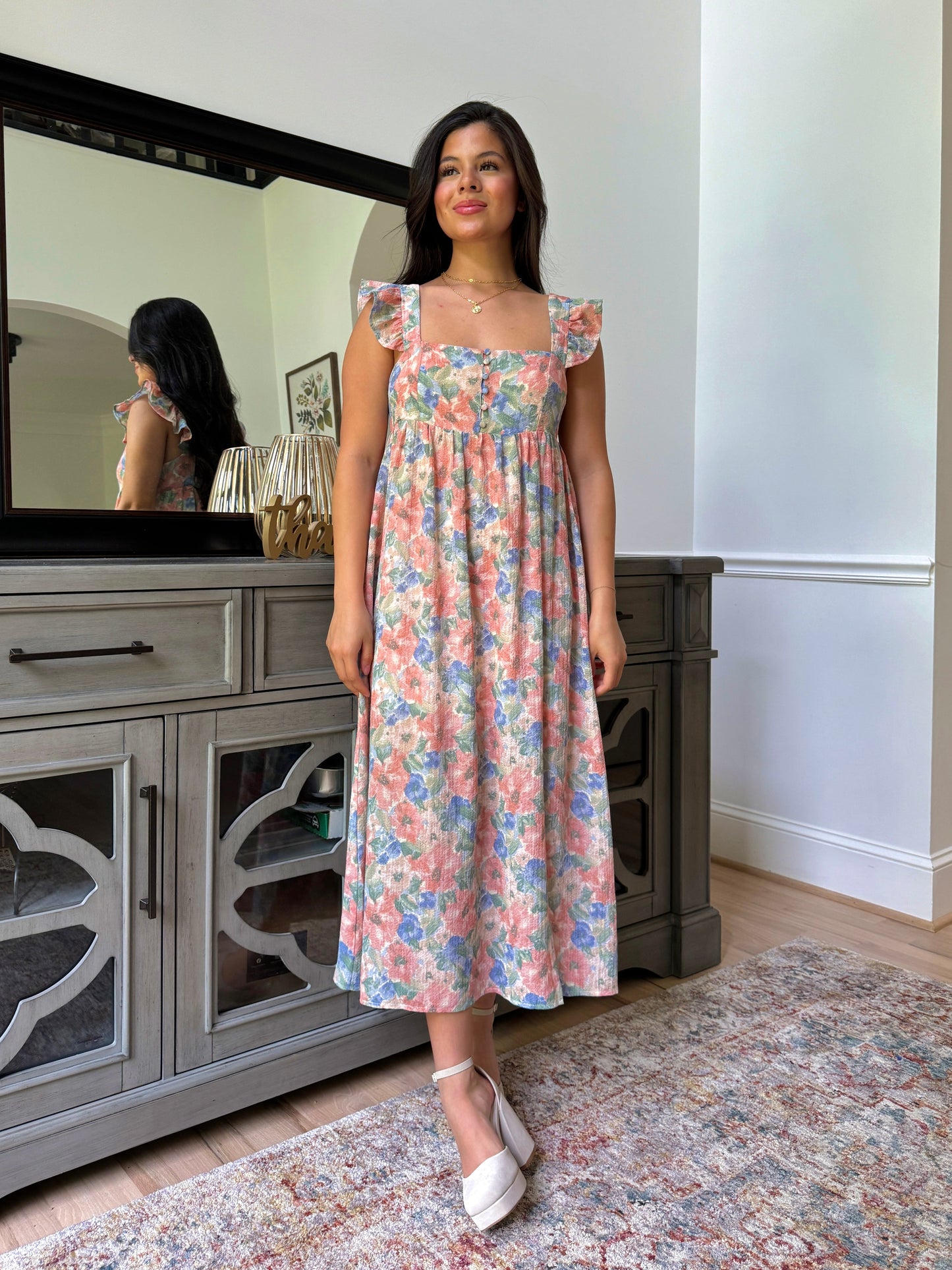 Floral Watercolor Midi Dress