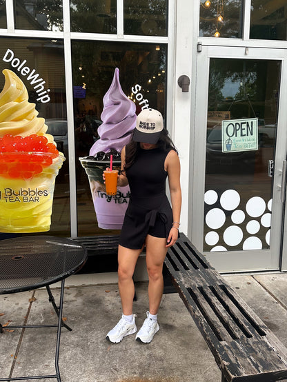 Black Wrap Active Romper