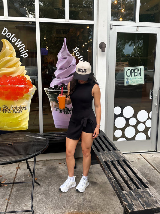 Black Wrap Active Romper