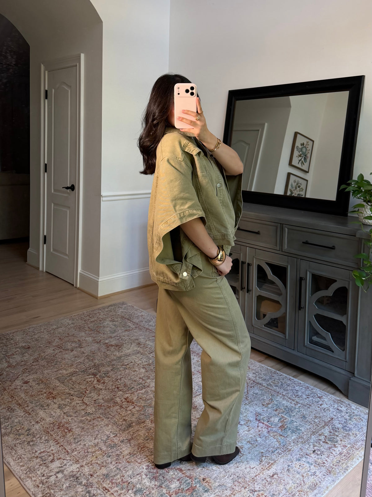 Sutton Olive Denim Poncho Jacket
