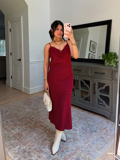Charlotte Burgundy Polka Dot Dress