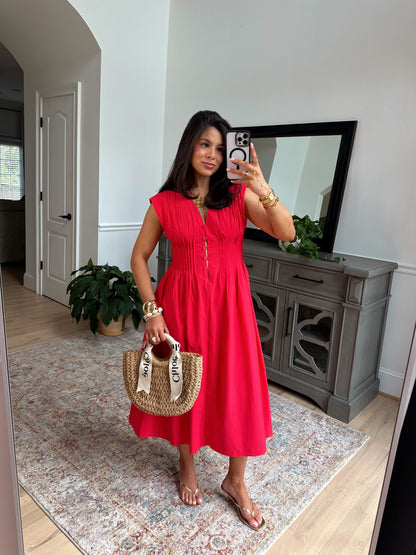 Almalfi Sunset Midi Dress (Red)