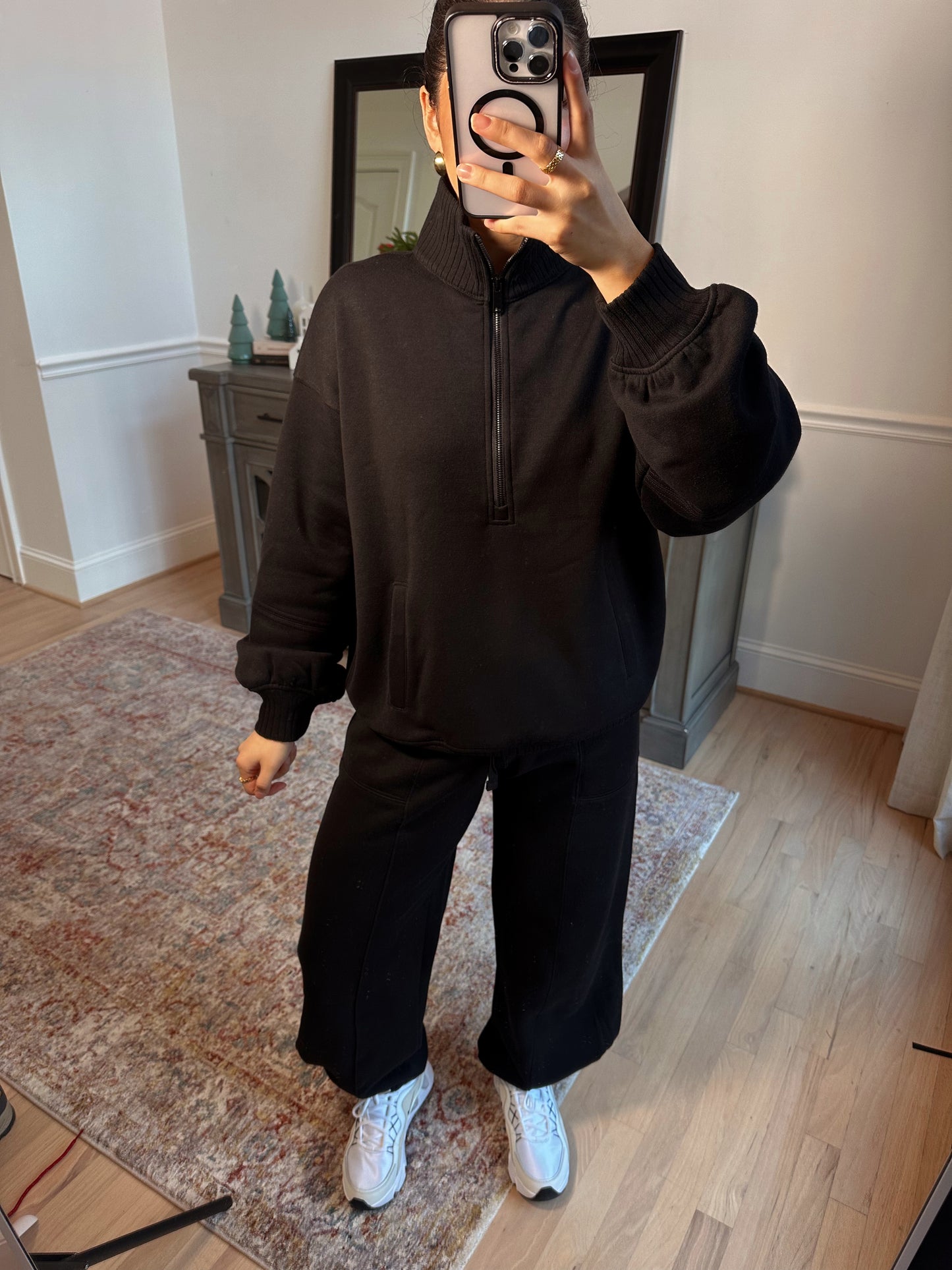 Black Quarter Zip & Jogger Set
