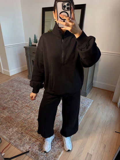Black Quarter Zip & Jogger Set
