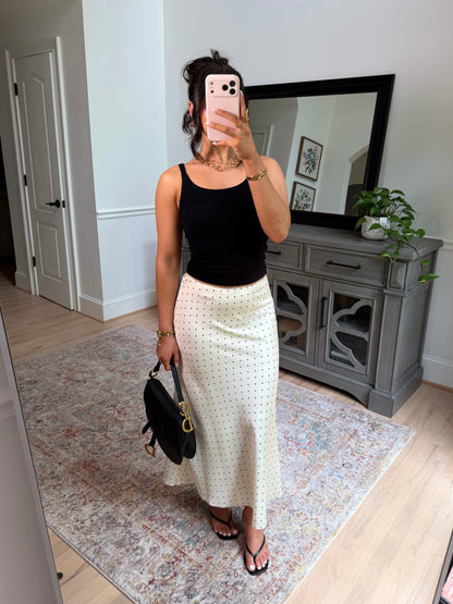 Femme Polka Dot Satin Skirt