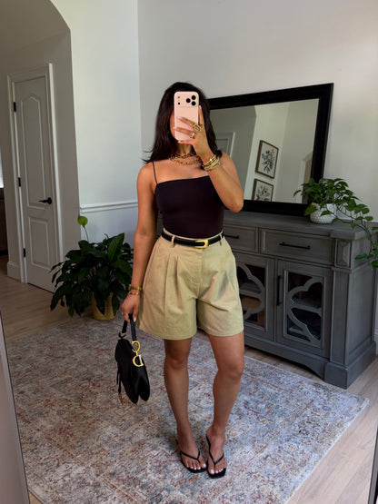 It Girl Khaki Denim Shorts