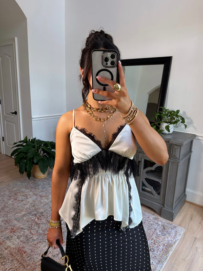 Soft Edge Satin Lace Top