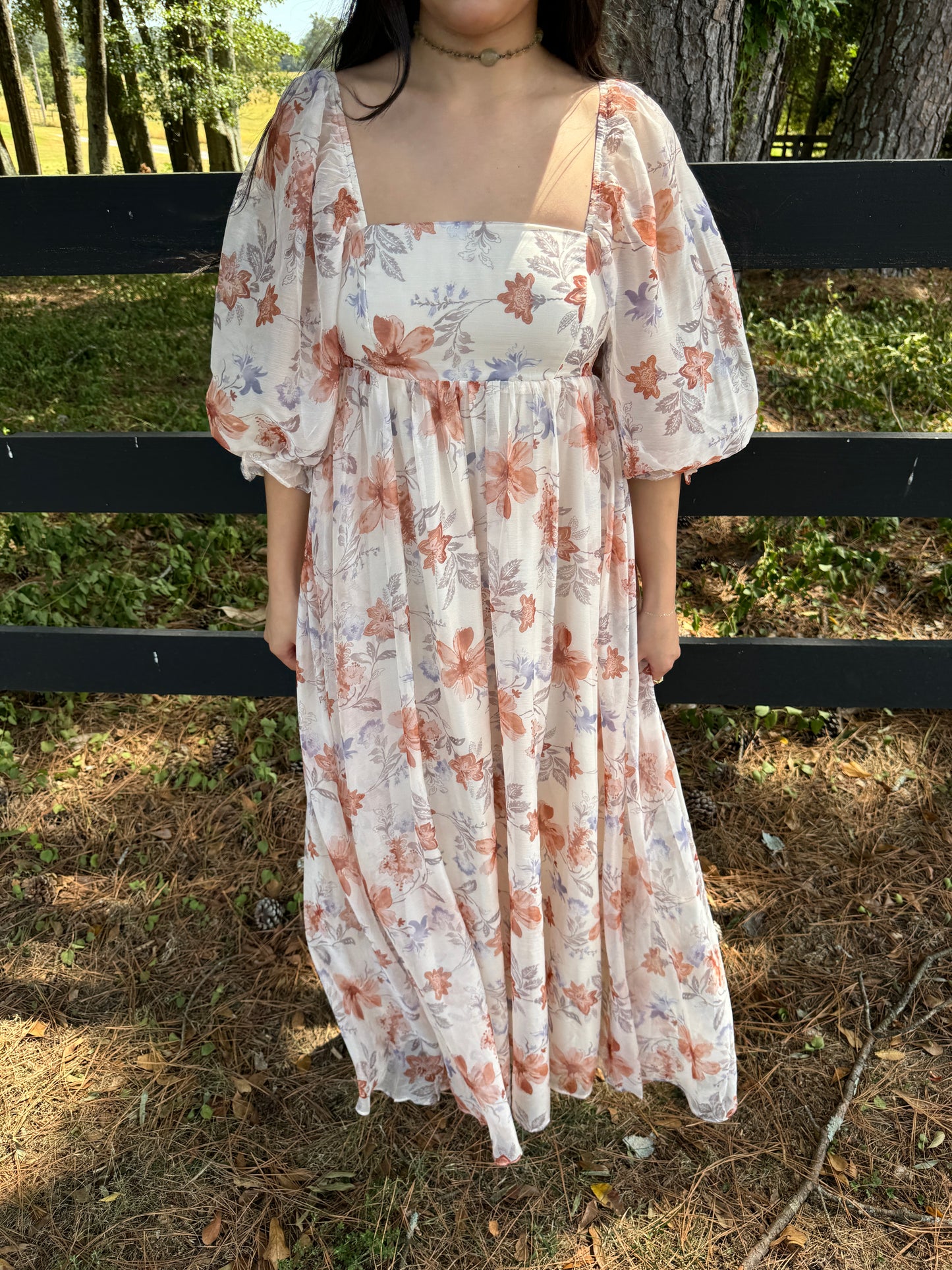 Orange Florals Maxi Dress