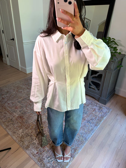 Soft Structure White Button-Up Top