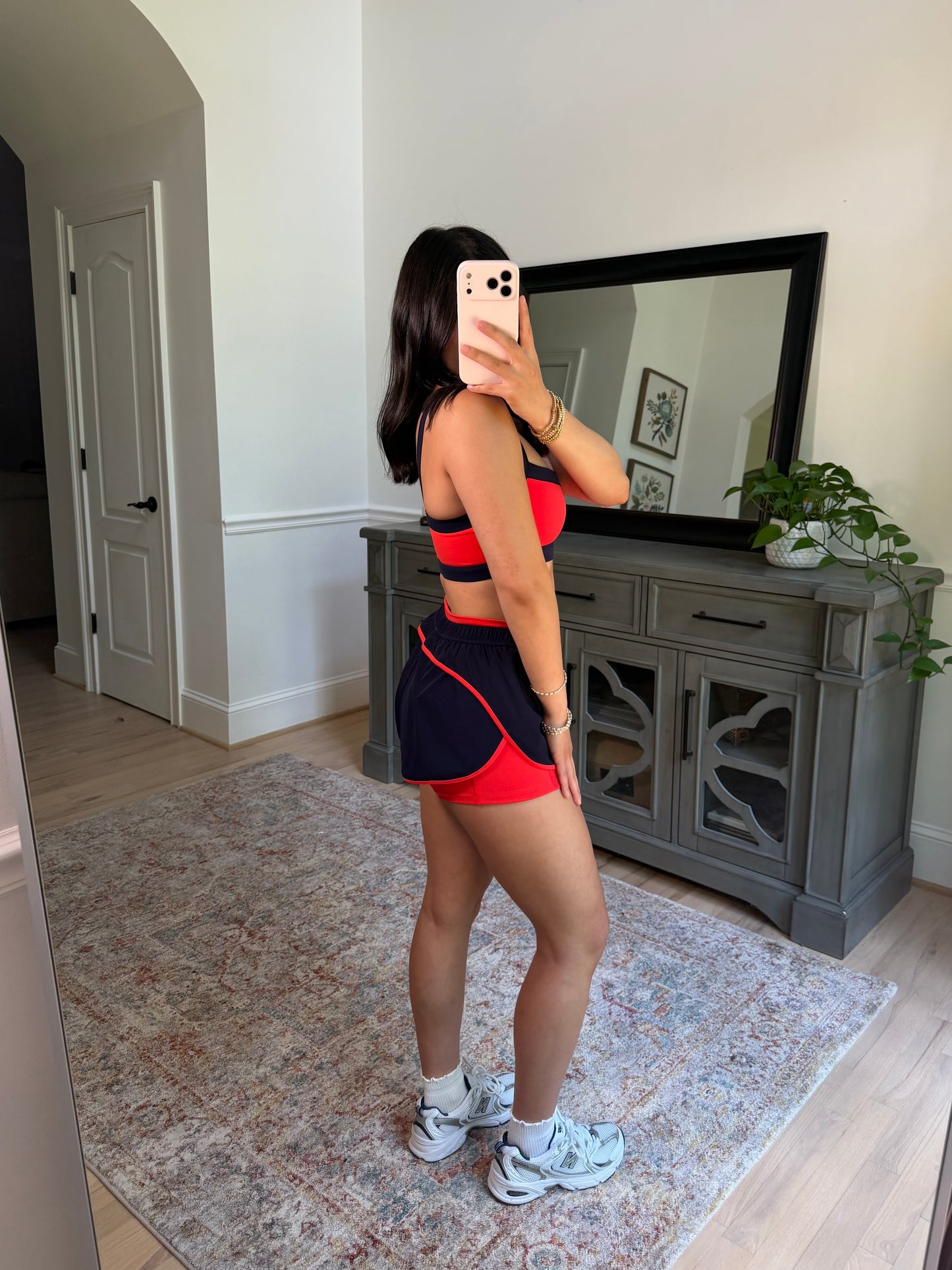 Navy/Red Layered Running Shorts