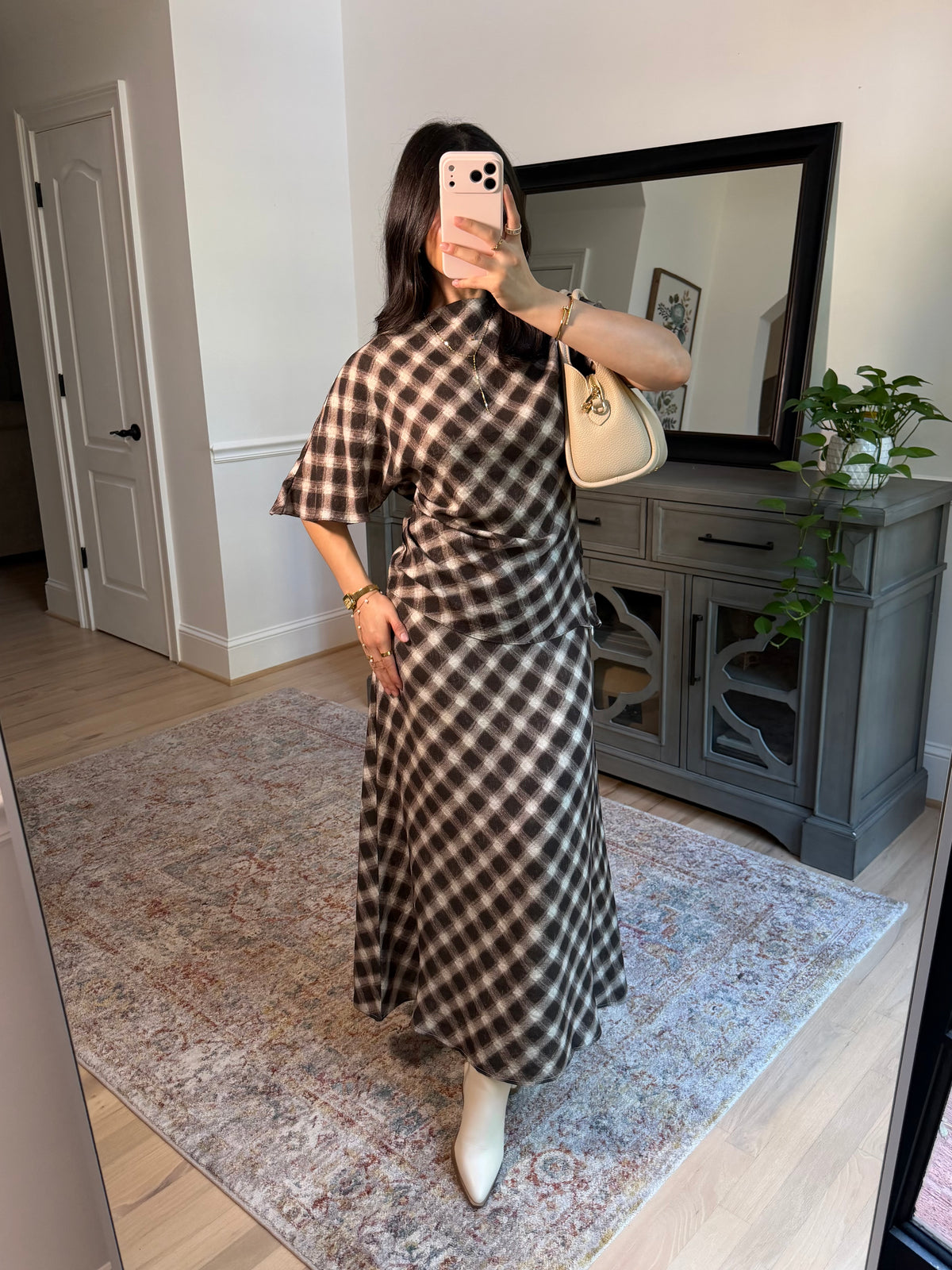 Aurora Brown Checkered Skirt