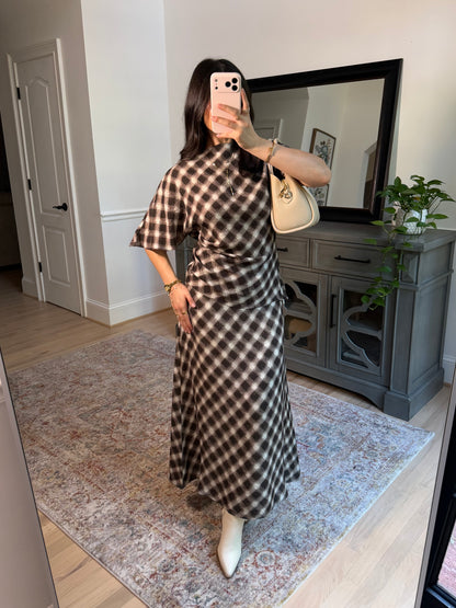 Aurora Brown Checkered Skirt