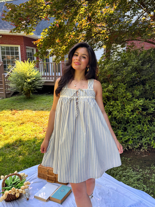 Blue Stripe Babydoll Dress