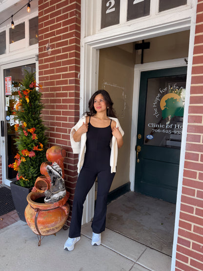 Black Butter Soft Flare Jumpsuit