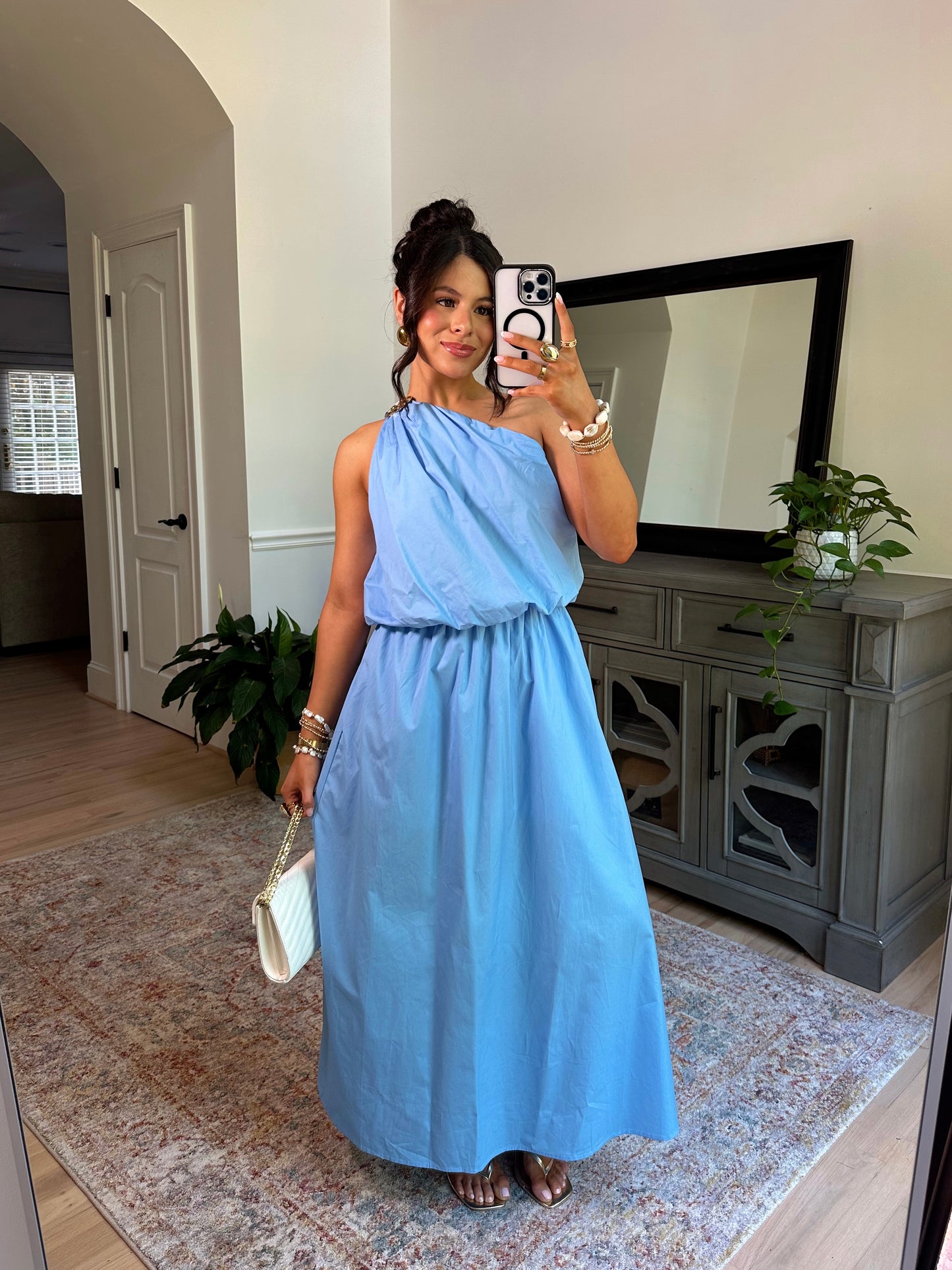 Seaside Shell Blue Midi Dress
