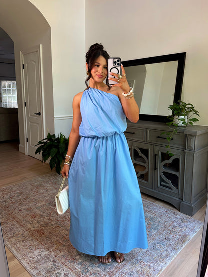 Seaside Shell Blue Midi Dress