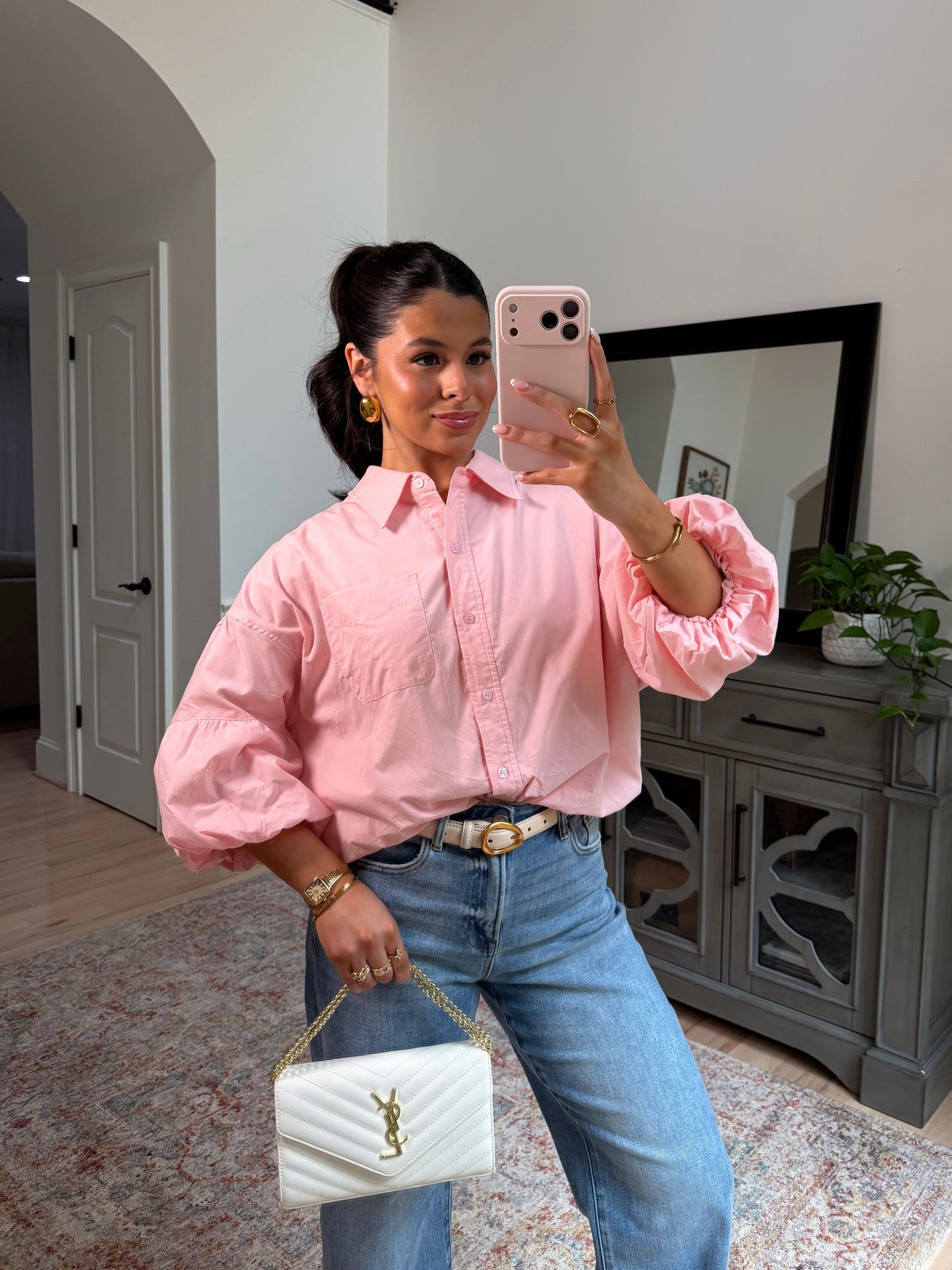 Peony Pink Bubble Hem Top