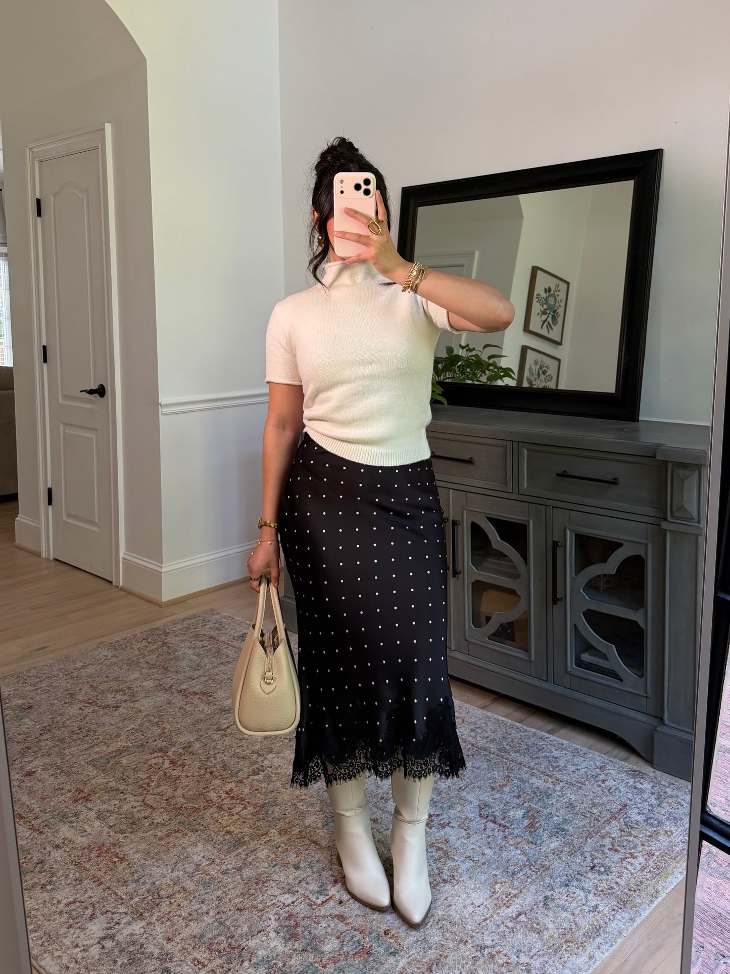 Parisian Polka Dot Satin Lace Skirt