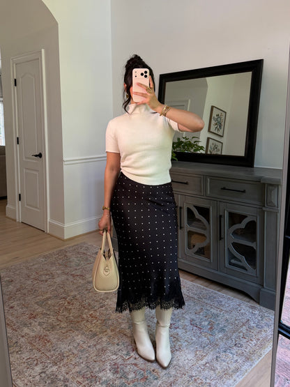 Parisian Polka Dot Satin Lace Skirt
