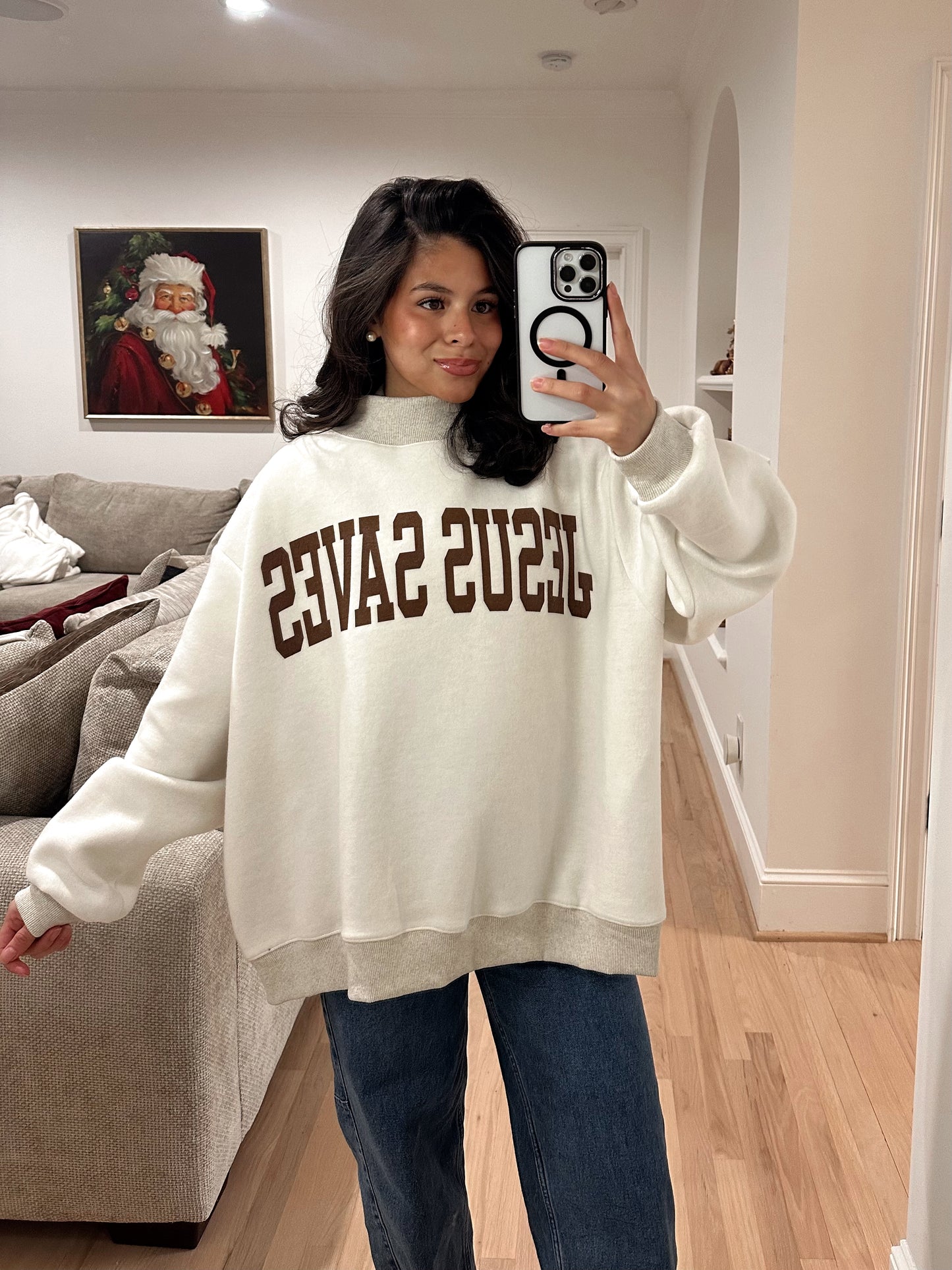 JESUS SAVES Reversible Mockneck