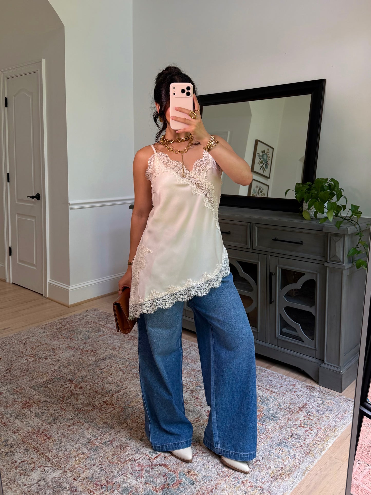 Sienna Cream Satin Lace Top
