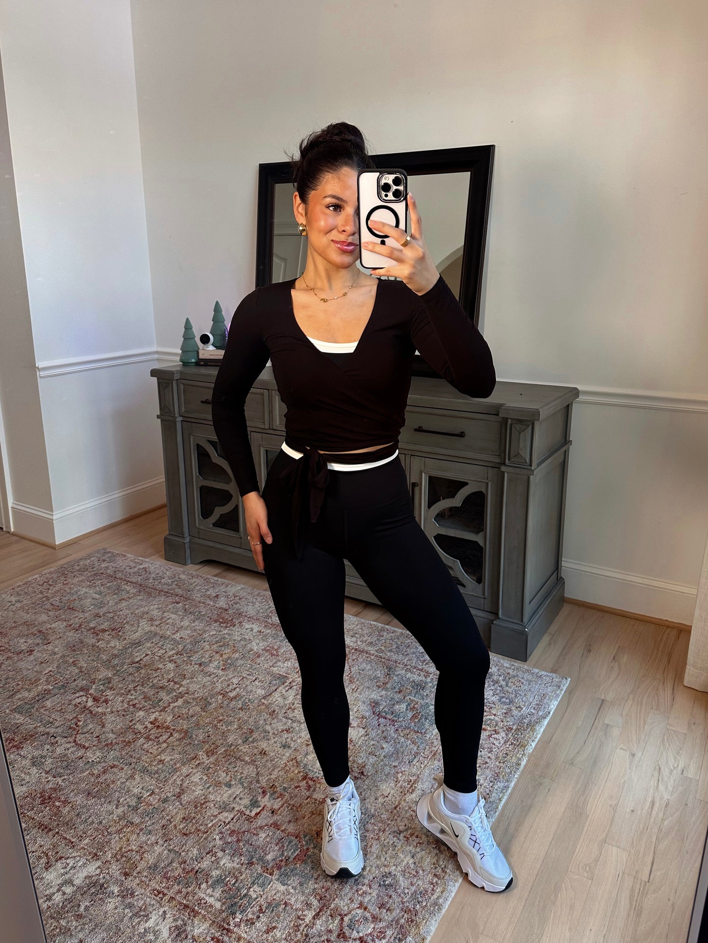 Black Active Wrap Top