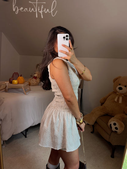 Taupe & White Gingham Romper