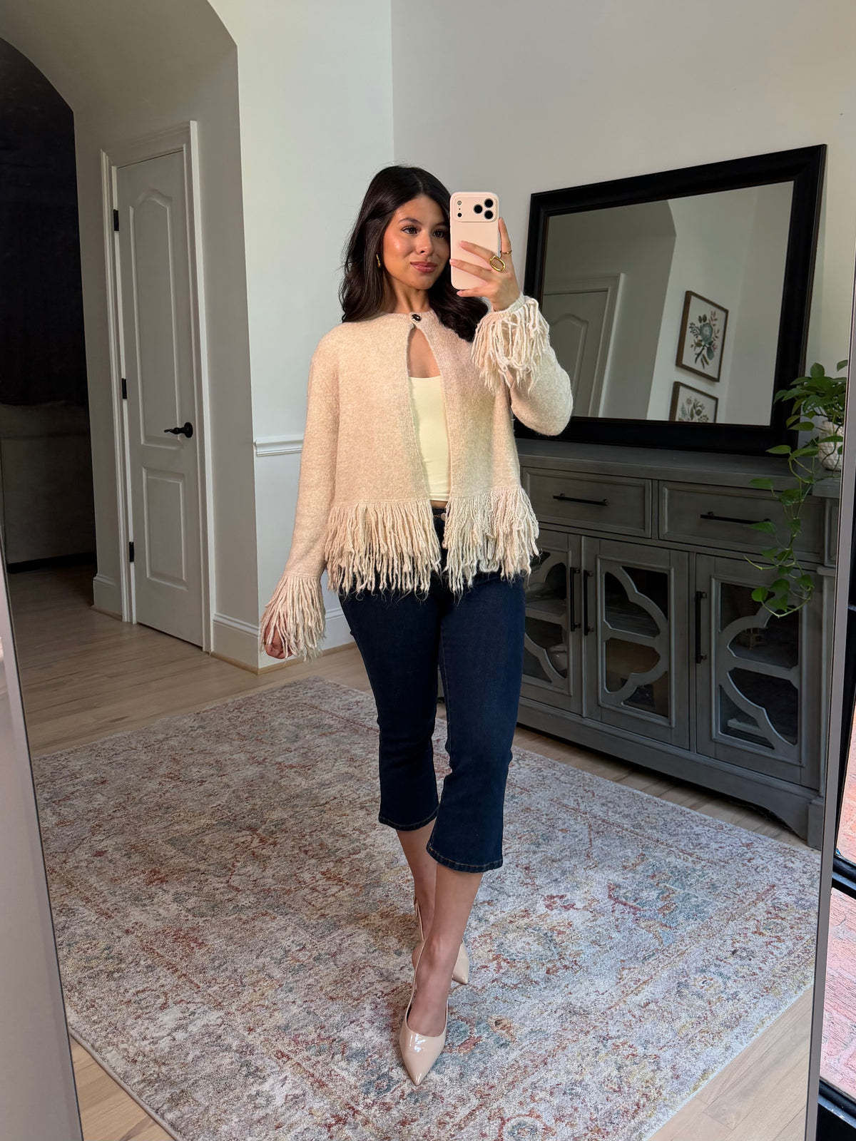 Oatmeal Fringe Cardigan