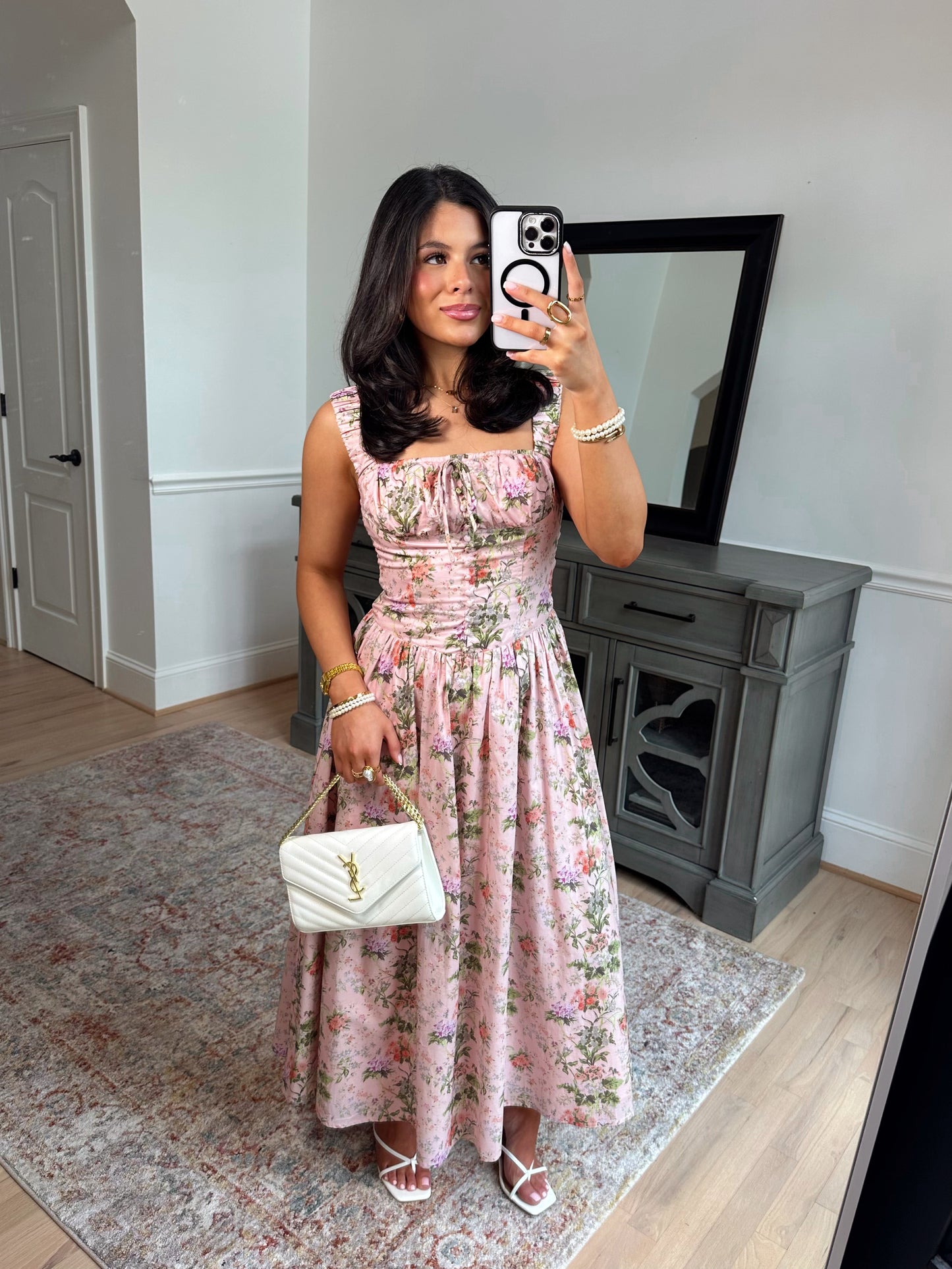 Blush Garden Bustier Midi Dress