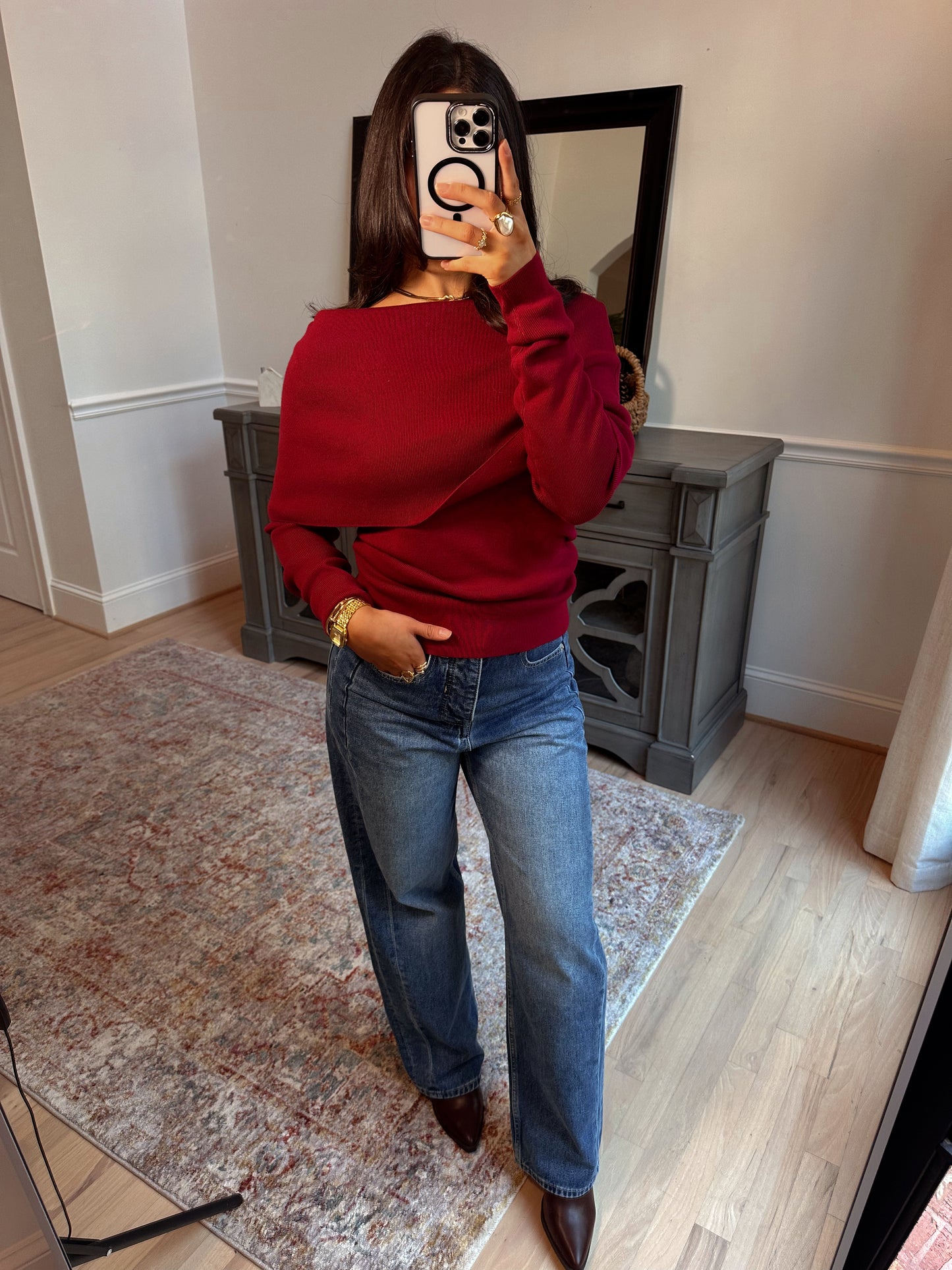 Apple Orchard Burgundy Knit Top