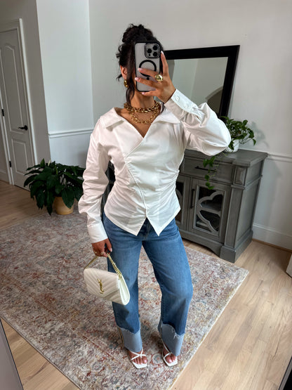 City Girl Structured White Top