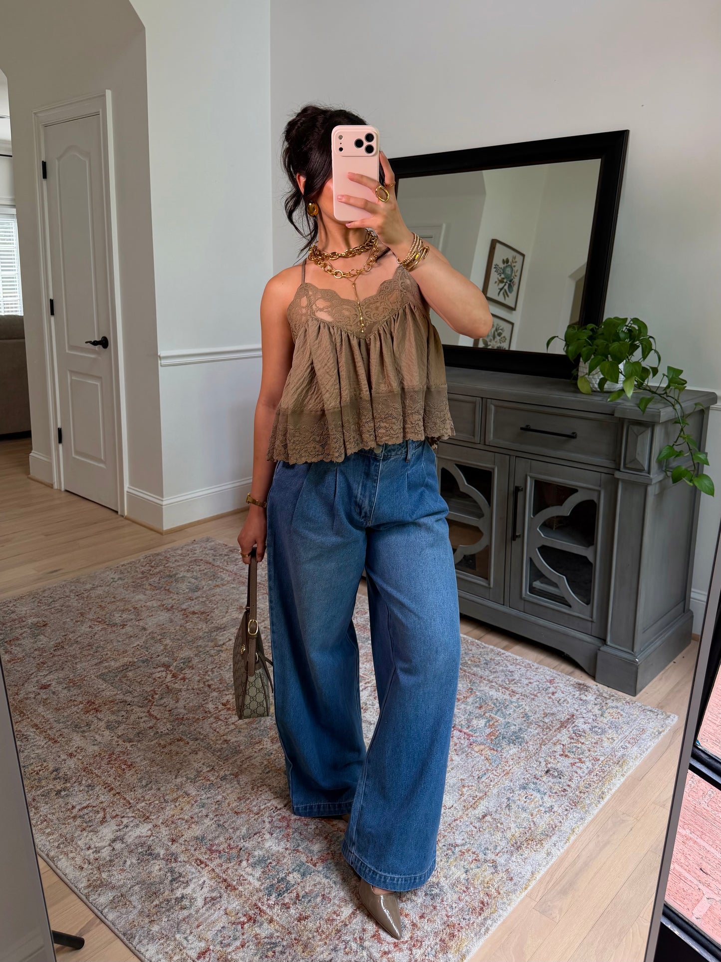 The Verona Olive Lace Top