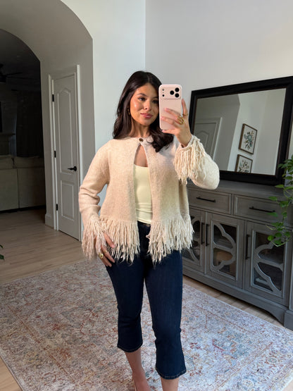 Oatmeal Fringe Cardigan