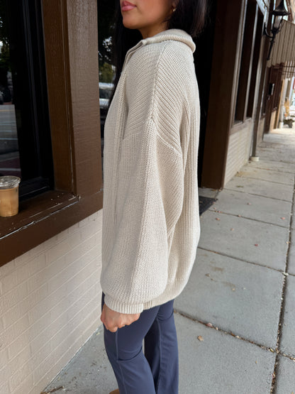 Oversized Zip Up Knit Sweater