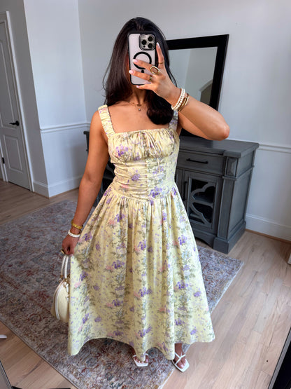 Spring Garden Bustier Midi Dress