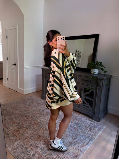 Olive Grove Striped Mockneck