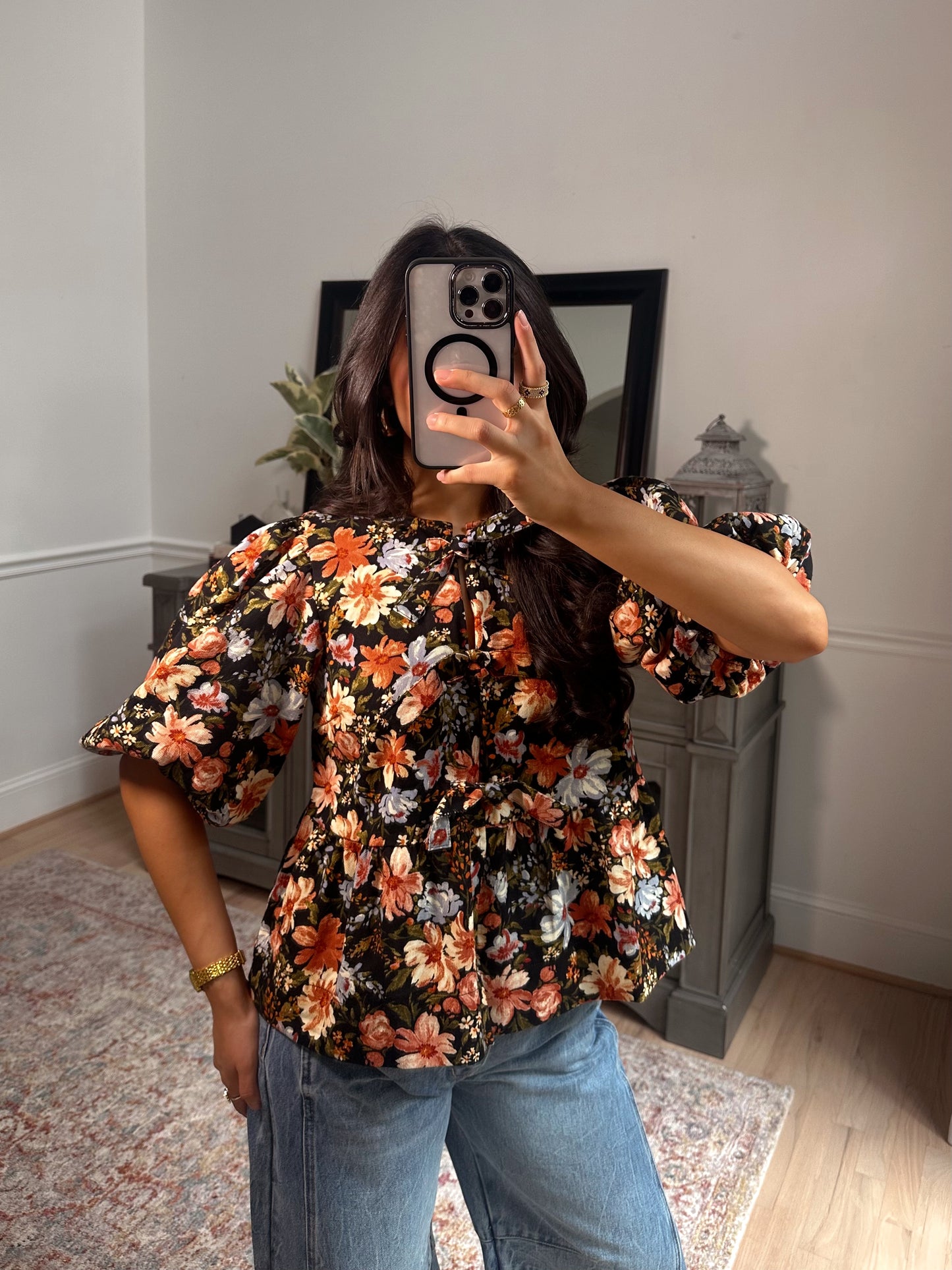 Autumn Rose Denim Top