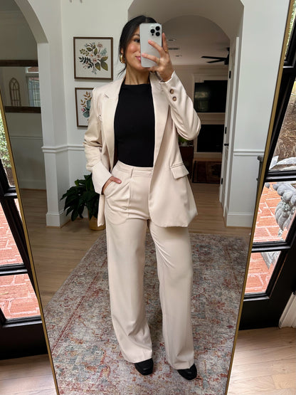 Cream Blazer & Trousers Set