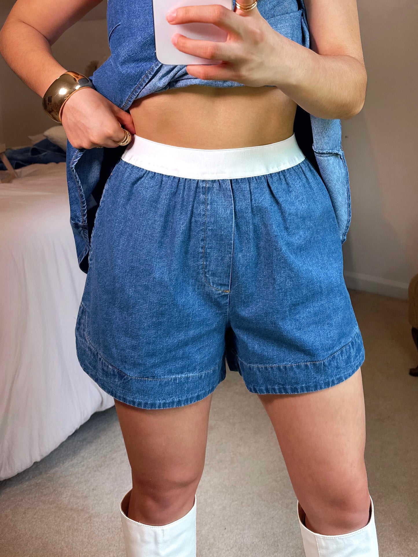 Denim Boxer Style Shorts