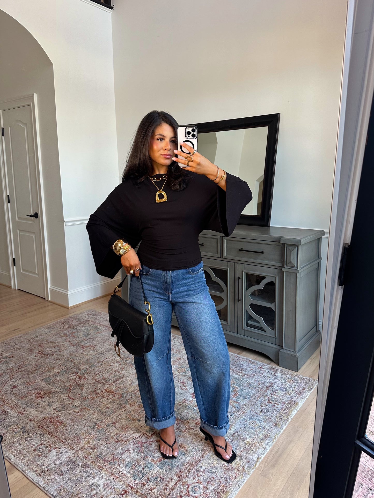 Tessa Black Dolman Top