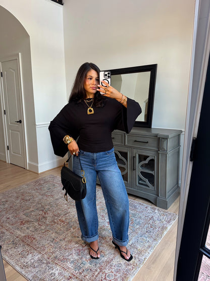 Tessa Black Dolman Top