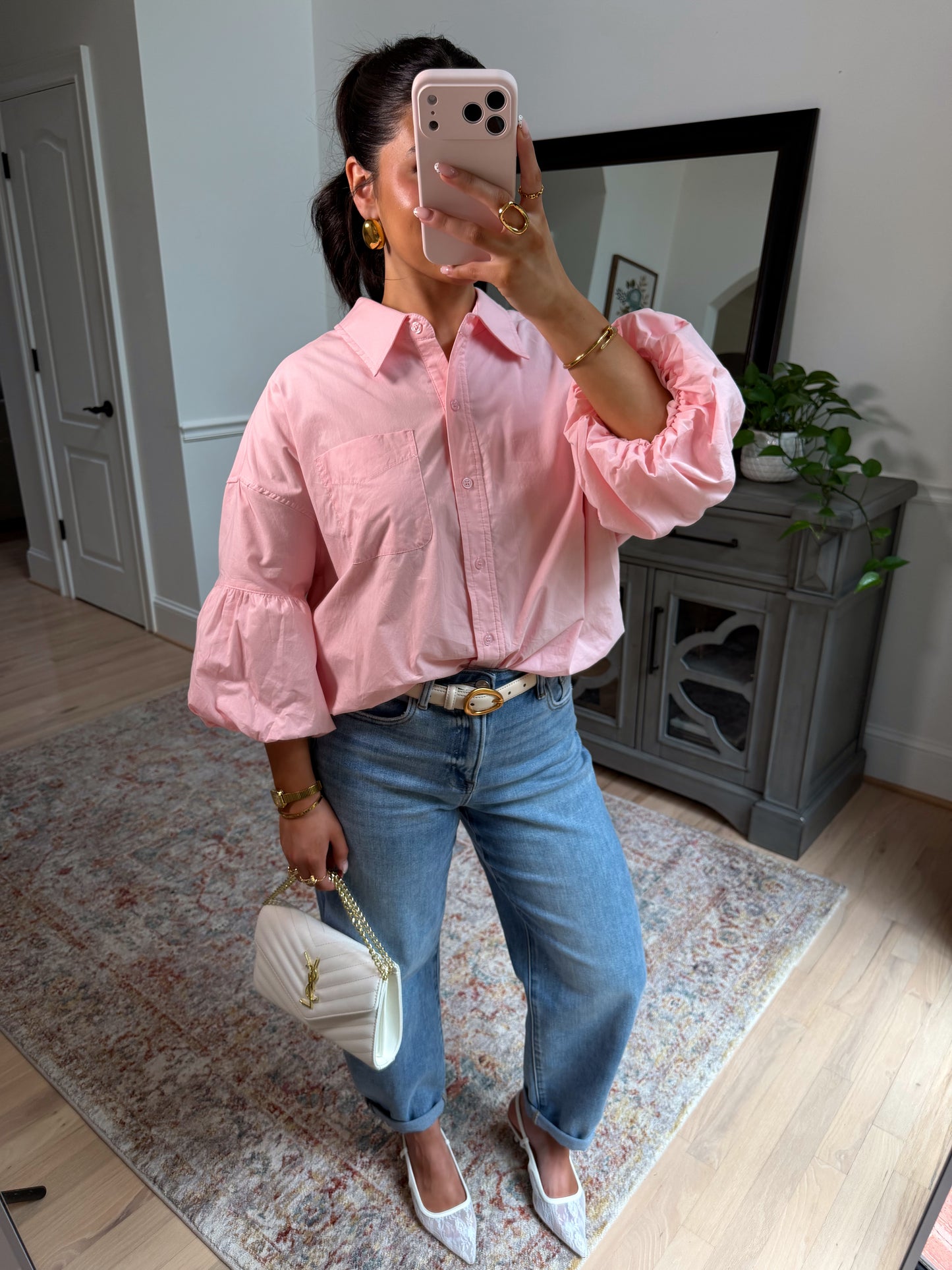 Peony Pink Bubble Hem Top