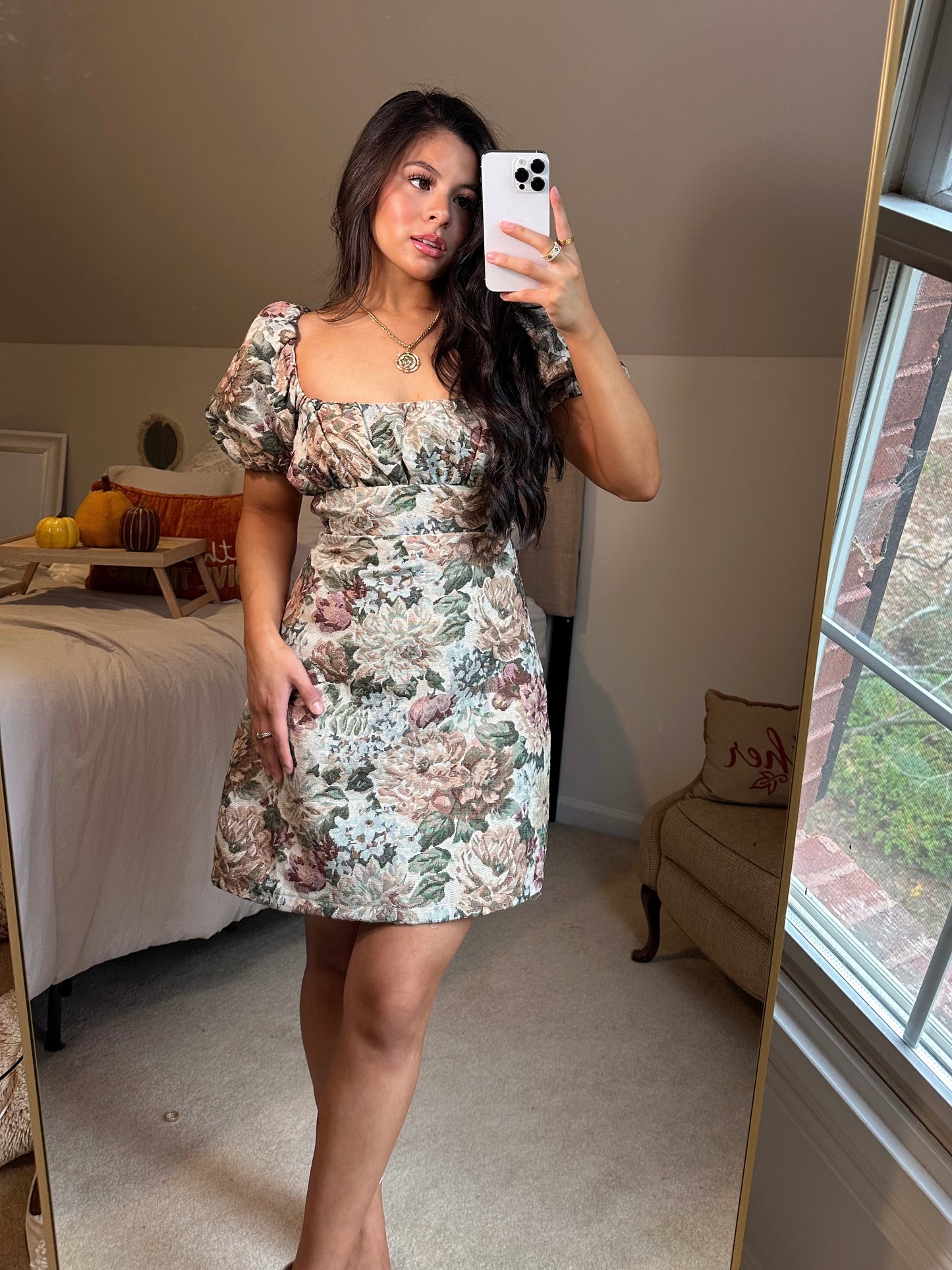 Vintage Floral Open Back Dress