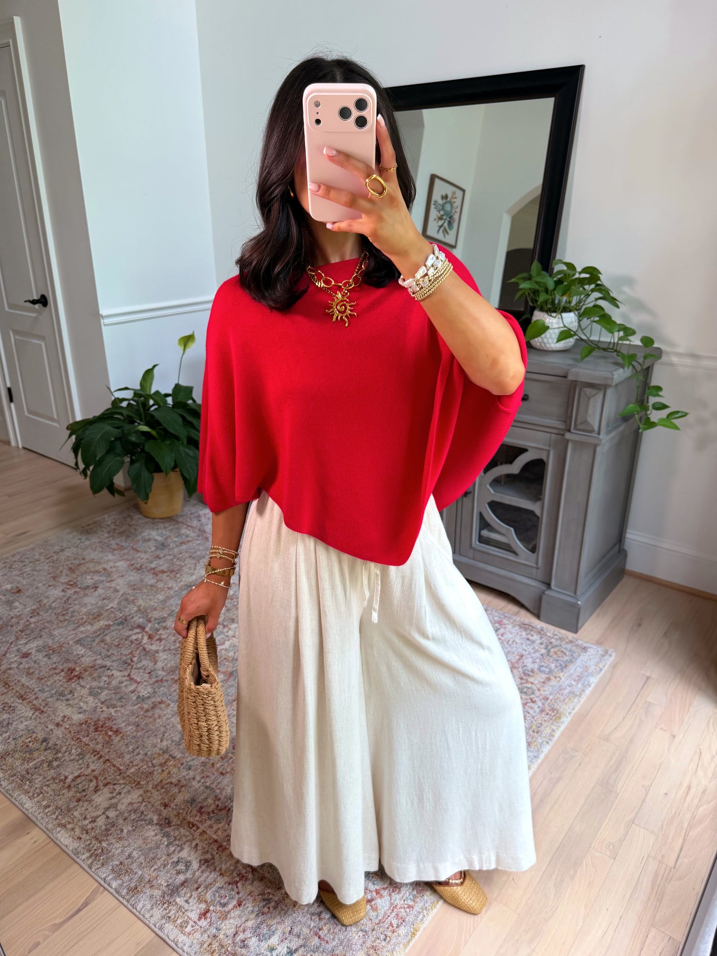 Boulevard Red Knit Poncho
