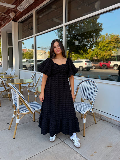 Black Puff Midi Dress